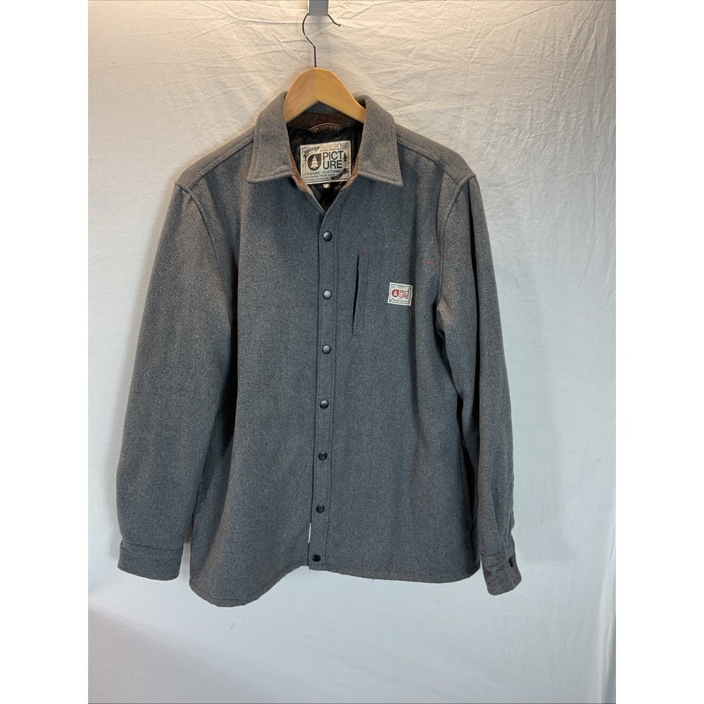 Picture Organic Clothing Shirt Jacket Shacket Men's M Button Up Gray wool EUC